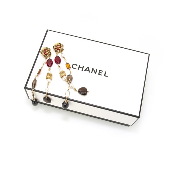Chanel Beaded Ultra Drop 'CC' Earrings - Picture 2 of 5
